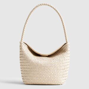 NWT Madewell Handwoven Leather Shoulder Bag - Alabaster